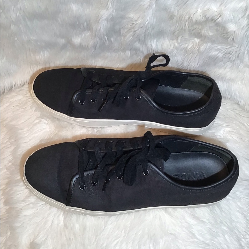 Vince black leather lace up sneakers size 9.5 - Picture 2 of 3